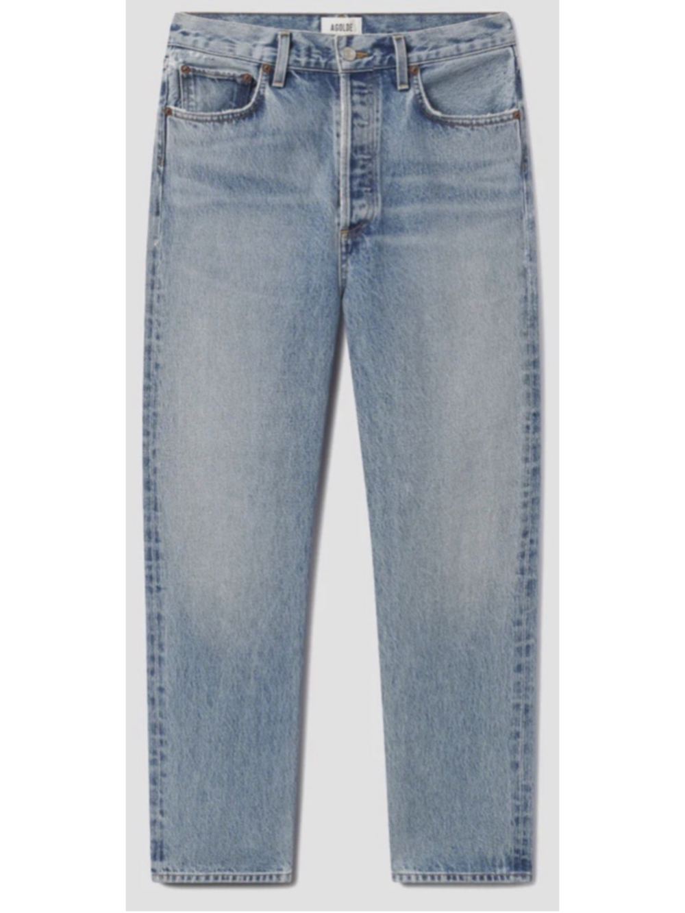 AGOLDE Riley Crop Jeans Women 29 Light Wash High Rise Straight Raw Hem